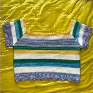 Multicolor Knit Cropped Top